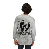 Faith Walk Crewneck Sweatshirt — Tie-Dye Footprint Graphic
