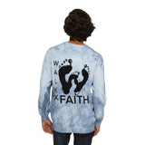 Faith Walk Crewneck Sweatshirt — Tie-Dye Footprint Graphic