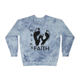 Faith Walk Crewneck Sweatshirt — Tie-Dye Footprint Graphic
