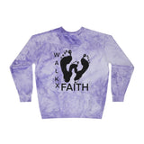 Faith Walk Crewneck Sweatshirt — Tie-Dye Footprint Graphic