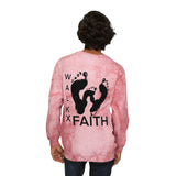 Faith Walk Crewneck Sweatshirt — Tie-Dye Footprint Graphic